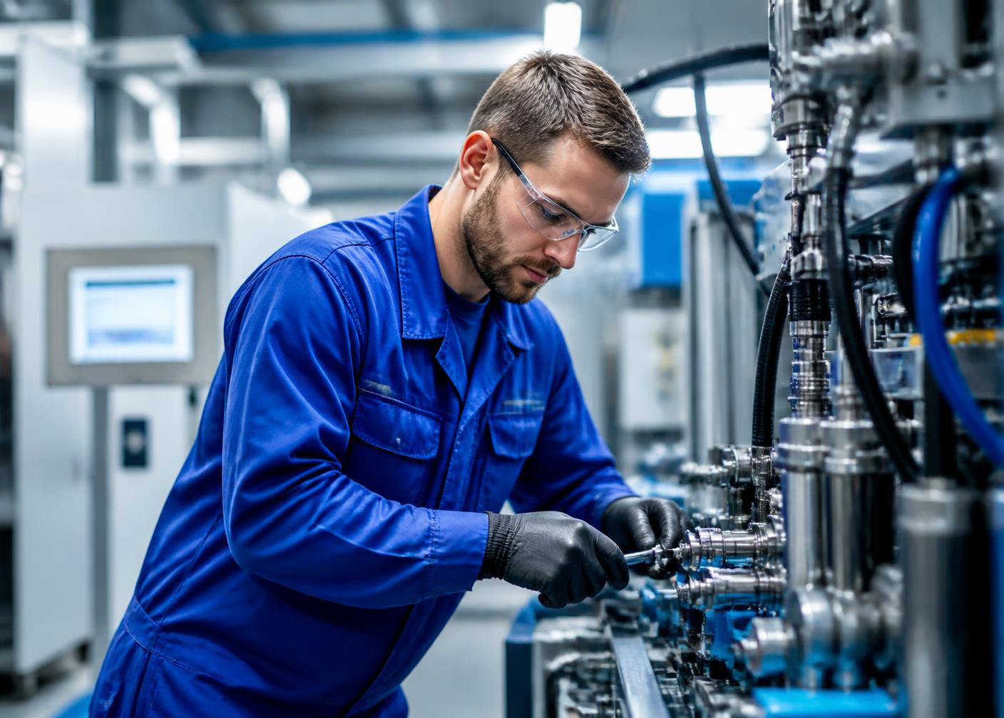 Technician working in an industrial facility